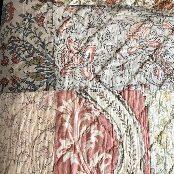 POTTERY BARN Stella Kalamkari Reversible Queen Patchwork Quilt & Shams VERY RARE - Picture 6 of 13